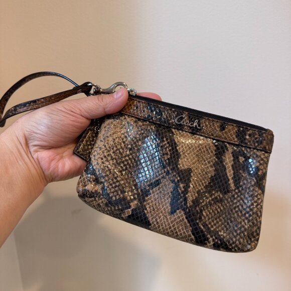 Coach Snakeskin Pattern Patent Leather Wristlet – Gently Used - Picture 2 of 10